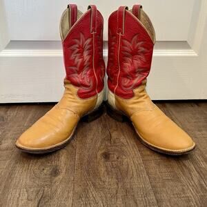 Vintage Justin Boots / Size 9/ Tricolored #5304 / Saddle Latigo/ 1998
